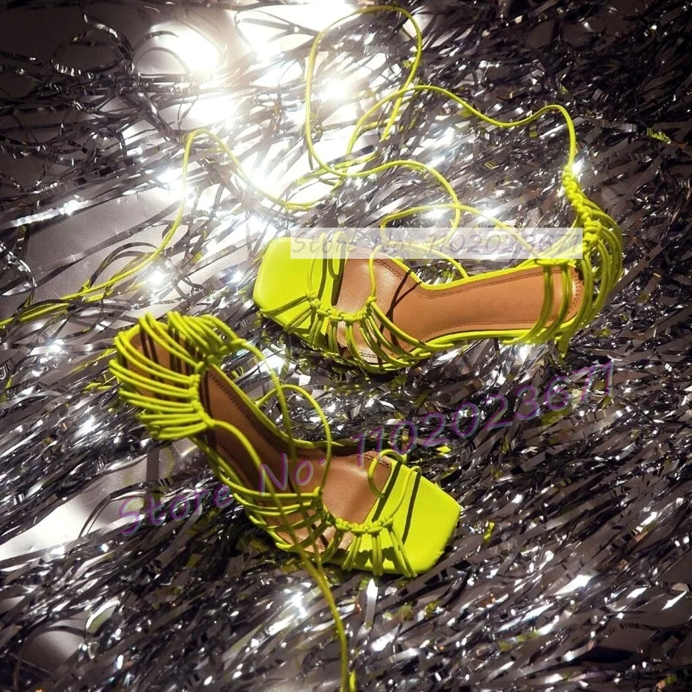 Chic Corded Lace-up Caged Sand - огляд і ціна Sandal Strappy Heeled
