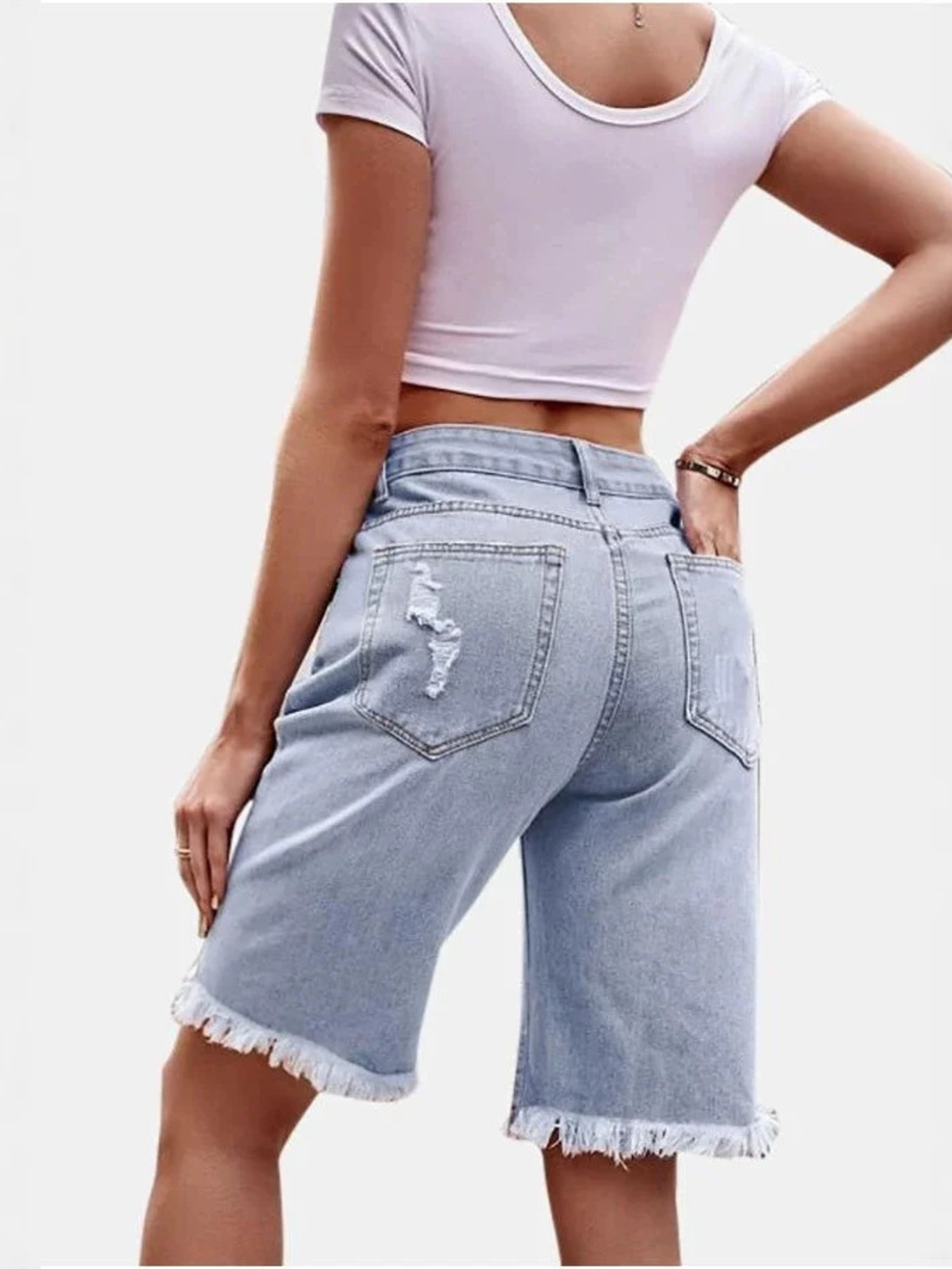 Women's High Waist Ripped Cott - огляд і ціна Shorts Denim Frayed