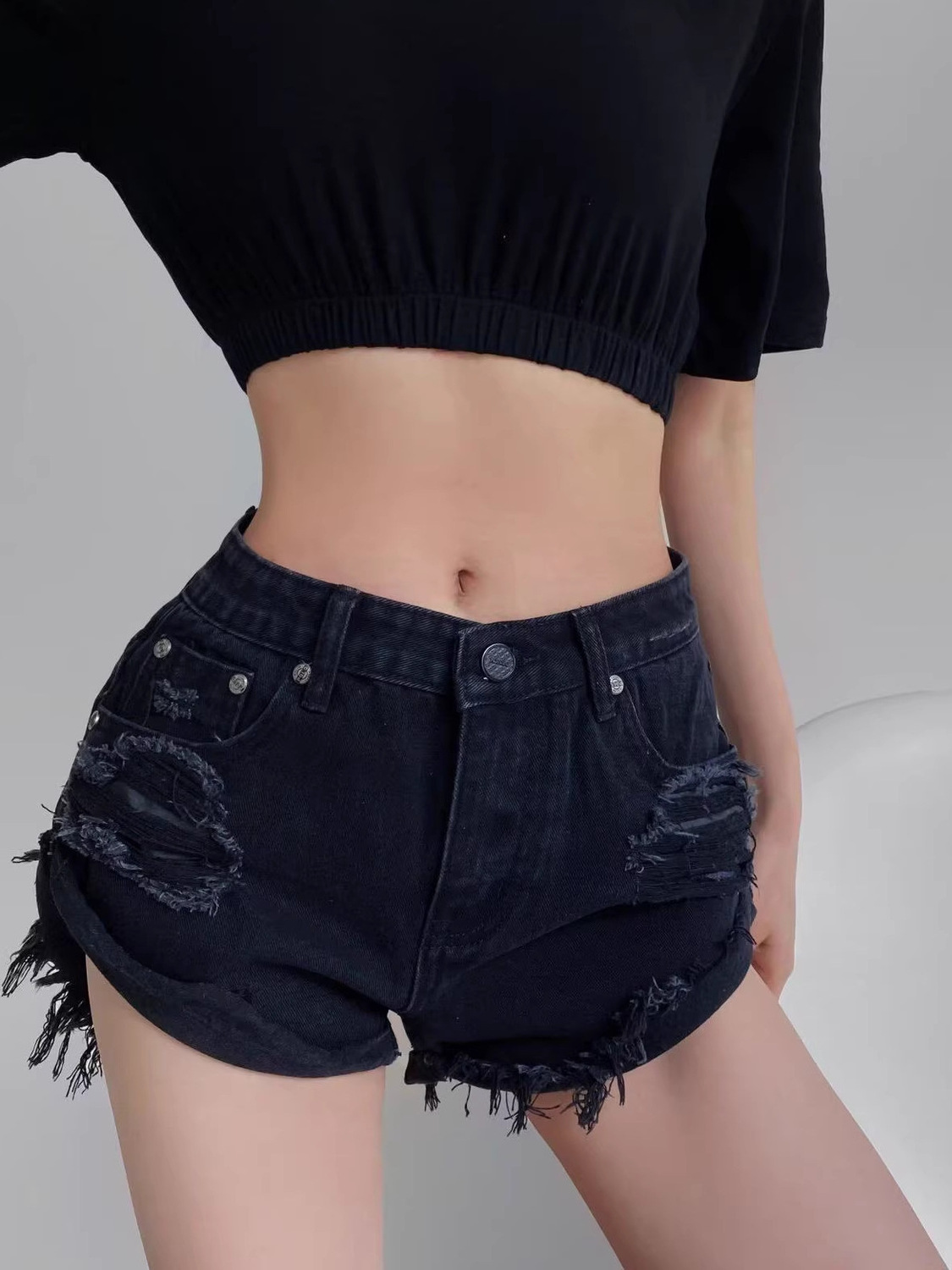 Women's Low Waist Distressed D - огляд і ціна Shorts Denim Frayed