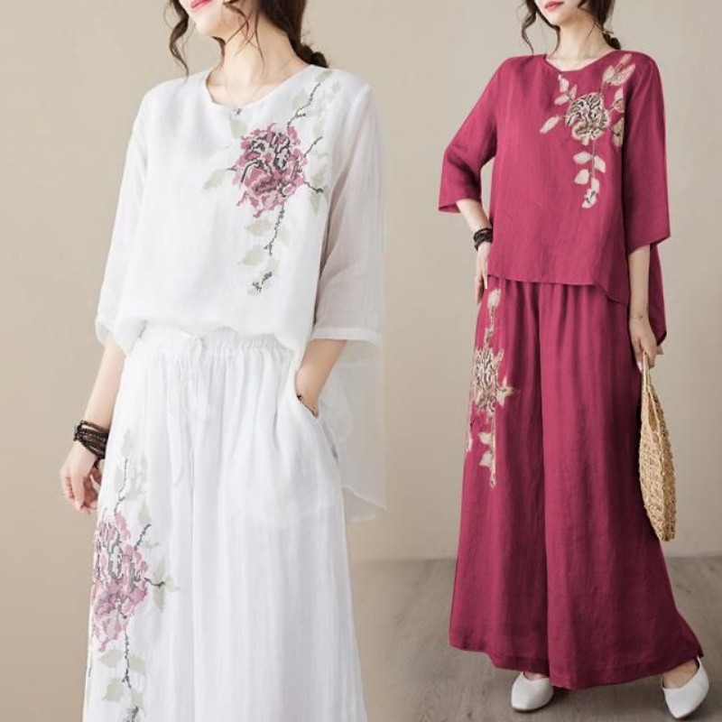 Linen Cotton Two Piece Set Wom - огляд і ціна Linen Pant Wide