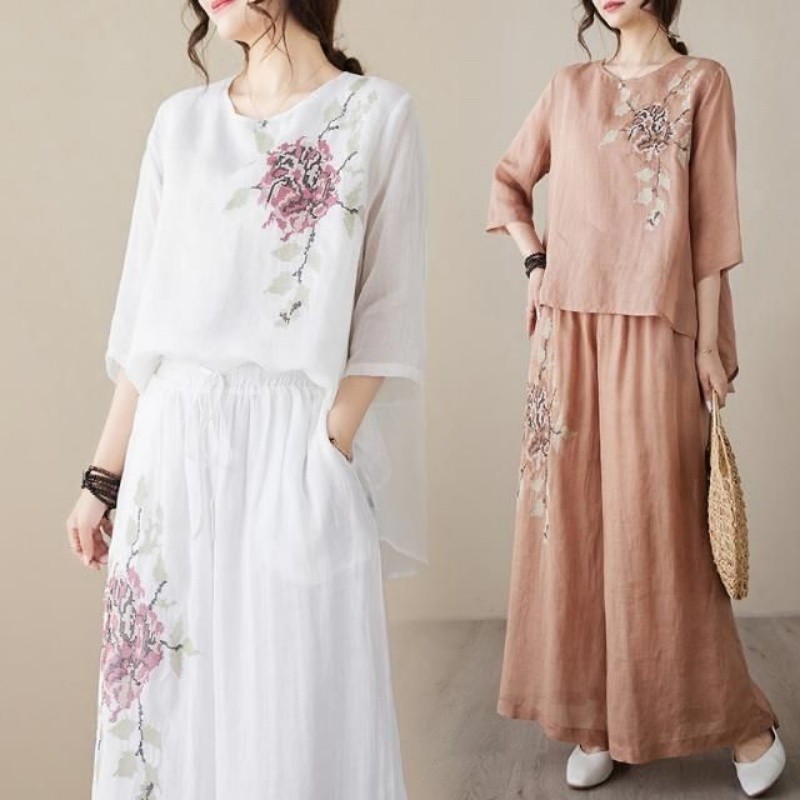 Linen Cotton Two Piece Set Wom - огляд і ціна Linen Pant Wide