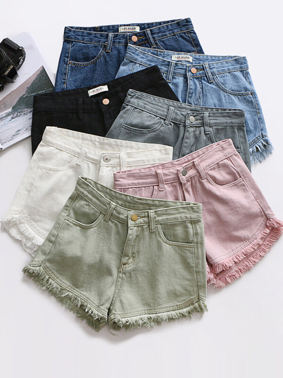 Women's High Waist Denim Short - огляд і ціна Shorts Denim Frayed