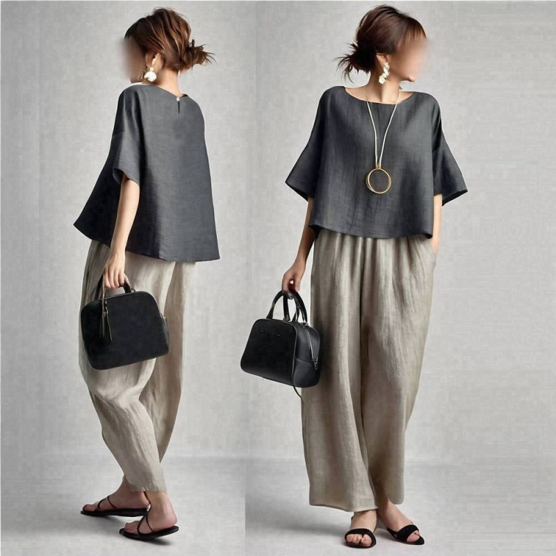 Two Pieces Women Pant Sets Sol - огляд і ціна Linen Pant Wide